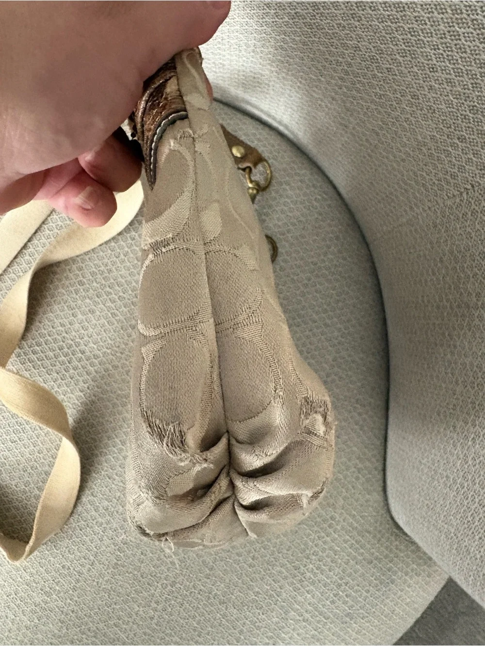 Vintage Y2K Coach Poppy Signature Crossbody Bag - Beige/Gold